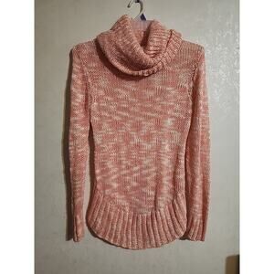No Boundaries Knit Tunic Sweater Pink White Marble Juniors XL (15-17) Cowl Neck